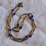 Fijne kleine ketting blauwe kraaltjes en zilverkleur 18 cm, Sieraden, Tassen en Uiterlijk, Kettingen, Ophalen of Verzenden, Zo goed als nieuw