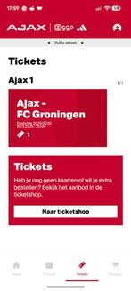 1x kaartje Ajax - FC Groningen vak 410 rij 23, Tickets en Kaartjes, Losse kaart, Eén persoon, November