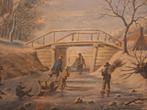 schaatsers in winterlandschap door wesselingh, Antiek en Kunst, Ophalen of Verzenden