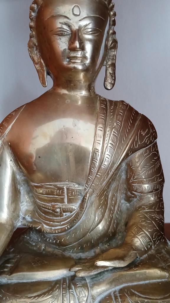 Koperen Shakyamuni Buddha Siddhartha, Huis en Inrichting, Woonaccessoires | Boeddhabeelden, Gebruikt, Ophalen of Verzenden