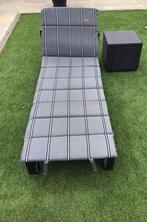 Allibert ligbed met tafeltje en kussen van madison, Tuin en Terras, Ophalen, Gebruikt, Kunststof, Inklapbaar