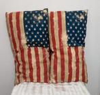 Twee langwerpige GRUNGE kussens met Amerikaanse vlag, Rechthoekig, Zo goed als nieuw, Verzenden, Overige kleuren