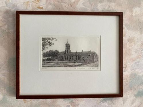 Ets  .  Woudse dom    .   Rijnsaterwoude, Antiek en Kunst, Kunst | Etsen en Gravures, Ophalen of Verzenden