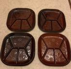 4 Donker bruine vierkanten borden!, Huis en Inrichting, Keuken | Servies, Verzenden, Zo goed als nieuw, Overige stijlen, Bord(en)
