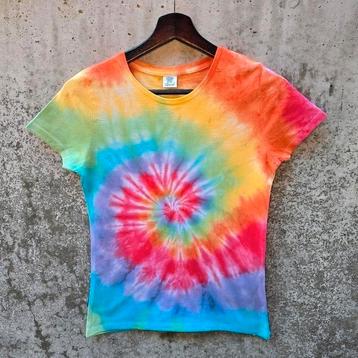 Regenboog spiral tie dye zomer festival tshirt dames maat XS beschikbaar voor biedingen