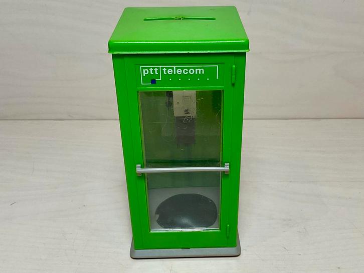 PTT Telecom telefooncel spaarpot hoogte ca 12 cm, Verzamelen, Spaarpotten, Gebruikt, Object of Gebouw, Kunststof, Ophalen of Verzenden