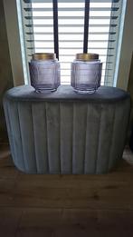 Grijze Velvet Poef, Ophalen, Zo goed als nieuw, Grijs, Overige materialen