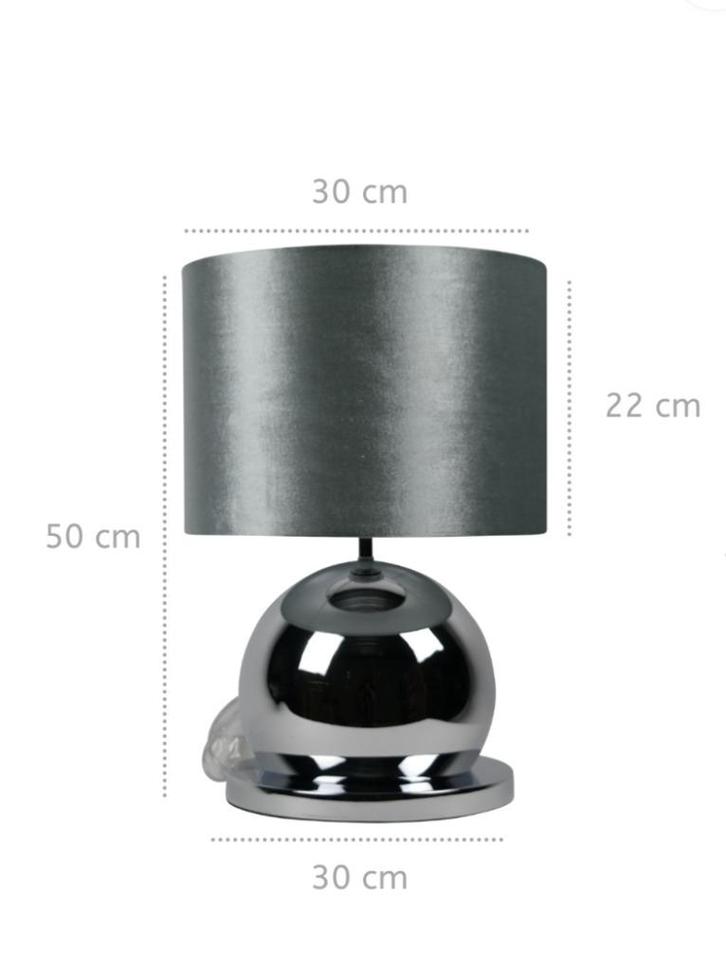 Bollamp Zilver - chroom, Huis en Inrichting, Lampen | Tafellampen, Nieuw, 50 tot 75 cm, Stof, Overige materialen, Ophalen