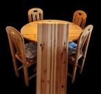 Deense vintage jaren 60 uitschuif eettafel massief grenen, Huis en Inrichting, Tafels | Eettafels, Ophalen, Gebruikt, Rond, Vijf personen of meer