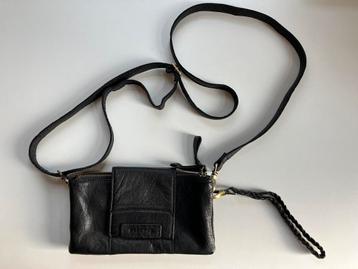 Zwarte leren clutch schoudertas portomonee Bag2Bag beschikbaar voor biedingen