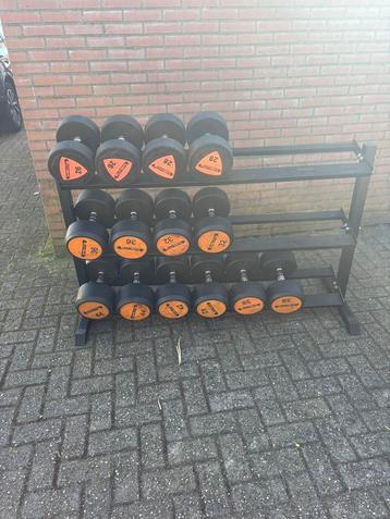 Set dumbells 26kg tm 44kg incl dumbellrek beschikbaar voor biedingen