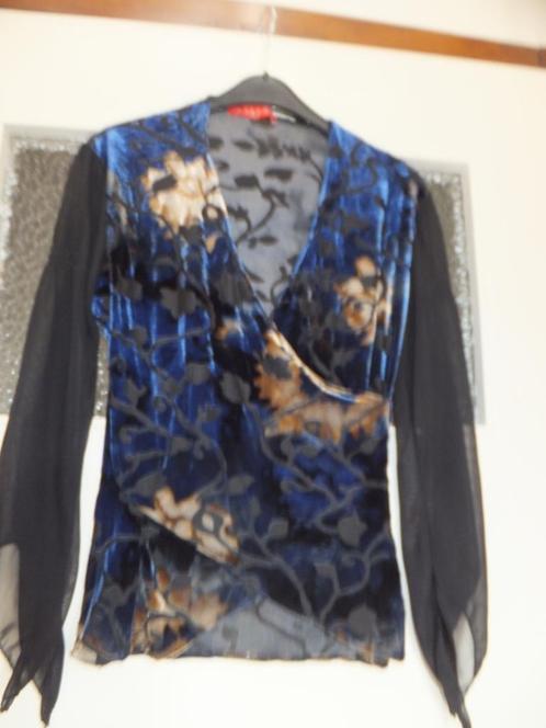Zgan prachtige overslag top barok gothic, apart! Zeer mooi!, Kleding | Dames, Tops, Zo goed als nieuw, Maat 36 (S), Blauw, Lange mouw