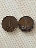 1 Cent van 1958 - 2 stuks koningin Juliana der Nederland., Ophalen of Verzenden, Koningin Juliana, 1 cent, Losse munt