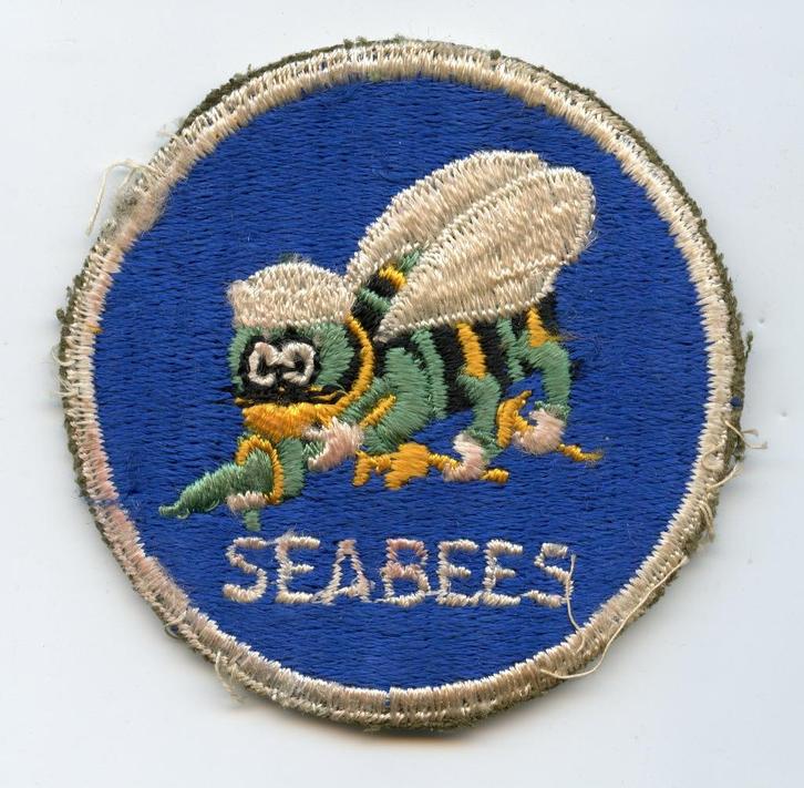 WO2 US Navy Seabees patch, Verzamelen, Militaria | Tweede Wereldoorlog, Marine, Embleem of Badge, Amerika, Ophalen of Verzenden