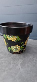 Handgeschilderde Bloempot - Uniek Kunstwerk!, Tuin en Terras, Bloempotten, Rond, Nieuw, Aardewerk, Tuin