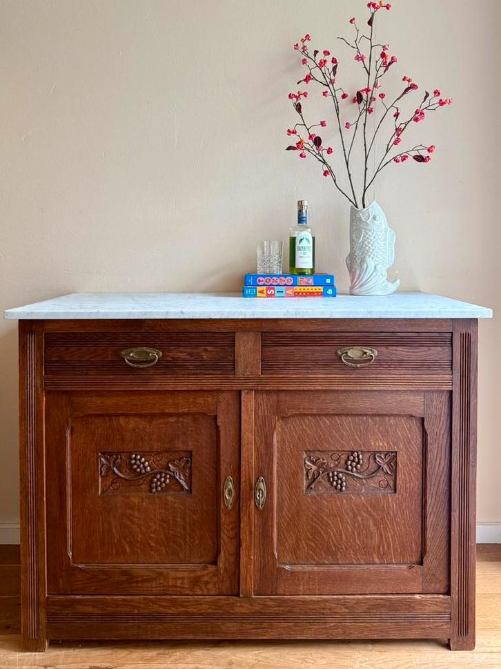 Antiek dressoir commode marmer blad, Huis en Inrichting, Kasten | Dressoirs, Zo goed als nieuw, 25 tot 50 cm, Ophalen