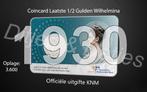 Laatste halve gulden Wilhelmina in coincard KNM 1930, Ophalen of Verzenden, Koningin Wilhelmina, ½ gulden, Zilver