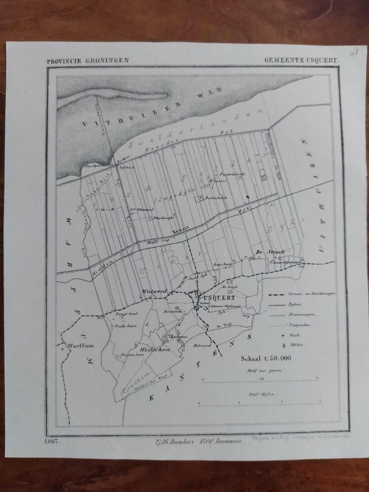 48 / Usquert - Watwerd De Streek Westerhorn Litho J. Kuyper, Antiek en Kunst, Kunst | Litho's en Zeefdrukken, Ophalen of Verzenden