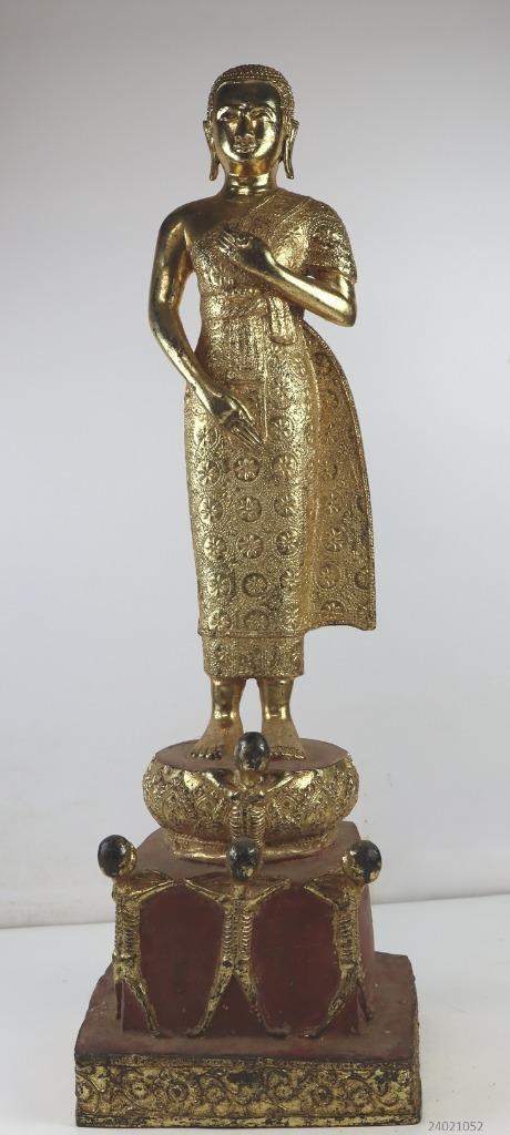 Een Thaise verguld bronzen figuur van Phra Malai,, Huis en Inrichting, Woonaccessoires | Boeddhabeelden, Zo goed als nieuw, Ophalen of Verzenden