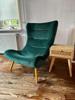 Loungestoel / Fauteuil Bahama- groen velvet fluweel stoel, 75 tot 100 cm, Ophalen of Verzenden, 75 tot 100 cm, Zo goed als nieuw
