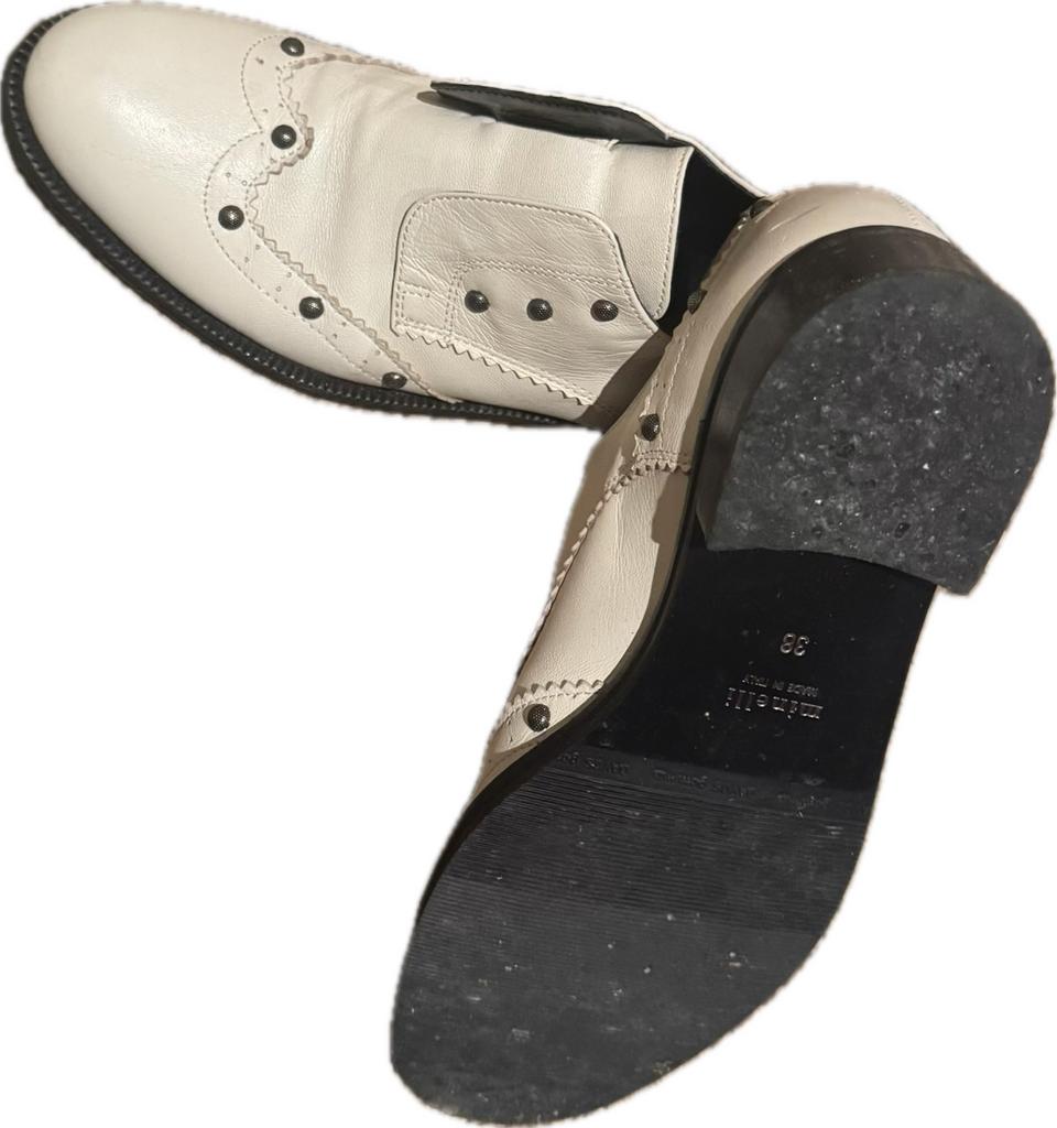 Minelli Richelieu Derby Schoenen - 38, Kleding | Dames, Ophalen of Verzenden, Zo goed als nieuw, Wit, Schoenen met lage hakken