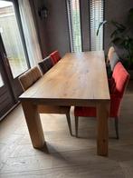 Eet kamer tafel met 6 stoelen met armleuning, Ophalen of Verzenden, Zo goed als nieuw, 4 tot 6 stoelen