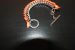 Dyrberg Kern armband zilver kleurig met oranje lintje, Verzenden, Zo goed als nieuw, Zilver, Overige materialen