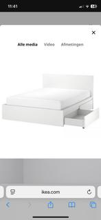 Ikea bed Malm met 4 lades, incl. lattenbodems, Ophalen, Wit, Tweepersoons, Zo goed als nieuw