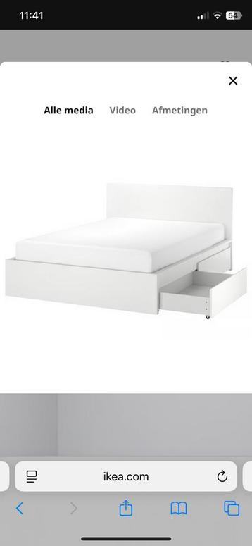 Ikea bed Malm met 4 lades, incl. lattenbodems beschikbaar voor biedingen