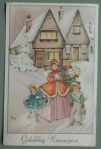 Dickens stijl 20 - gezin met cadeaus - kerst jaren 50, Ophalen of Verzenden, 1940 tot 1960, Gelopen, Feest(dag)