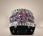 Mooie 925 zilveren brede bandring met ROBIJN M16,5/17!, Verzenden, Ssiesvintagesieraden@gmail.com, Zo goed als nieuw, X
