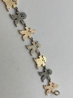 B71 Prachtige zilveren tricolor armband poppetjes, Ophalen of Verzenden, X, Goud, Zilver