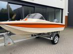 Hellwig Retro speedboot met trailer 9.9 pk vaarbewijs vrij, Watersport en Boten, Gebruikt, Ophalen of Verzenden, Minder dan 70 pk