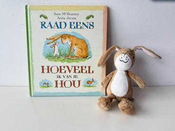 Boek Raad eens hoeveel ik van je hou + knuffel Hazeltje 20cm beschikbaar voor biedingen