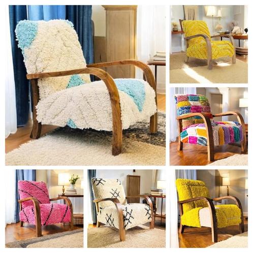 Handgemaakte Unieke Fauteuils. Zelf samen te stellen, Huis en Inrichting, Fauteuils, Nieuw, Hout, Stof, 50 tot 75 cm, Minder dan 75 cm