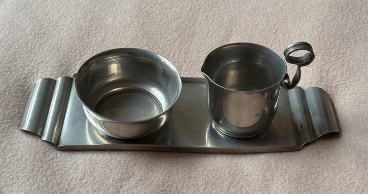 Gero Georg Nilsson suiker en melk stel Art Deco verzilverd, Antiek en Kunst, Antiek | Servies los, Ophalen of Verzenden