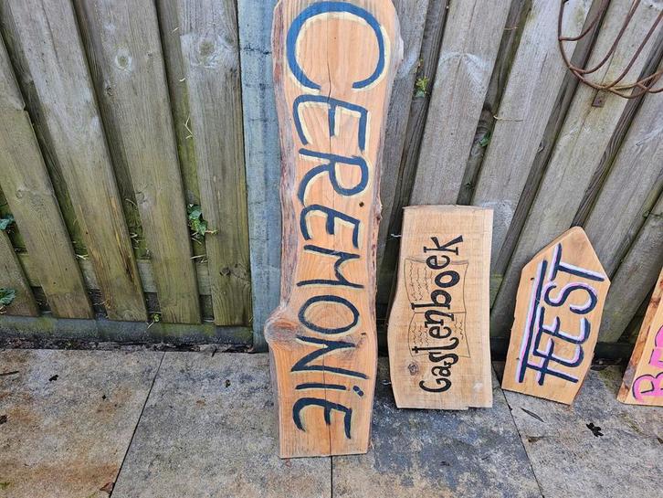 Houten Borden Decoratie Bruiloft, Hobby en Vrije tijd, Feestartikelen, Ophalen of Verzenden