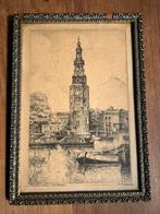 Ingelijste afbeelding Montelbaanstoren Amsterdam, Minder dan 50 cm, Onbekend, Ophalen of Verzenden, Onbekend