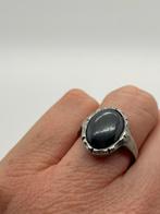 B406 Prachtige zilveren hematiet ring maat 18, Sieraden, Tassen en Uiterlijk, Ringen, 18 tot 19, Ophalen of Verzenden, X, Met edelsteen