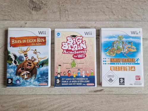 3 WII Games (Baas in eigen bos + Big brain Academy + Trainer, Spelcomputers en Games, Games | Nintendo Wii, Gebruikt, 3 spelers of meer