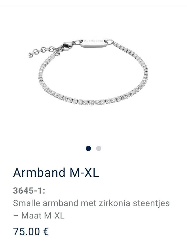 Energetix armband met zirkonia steentjes van € 75 voor € 45, Sieraden, Tassen en Uiterlijk, Armbanden, Nieuw, Staal, Zilver, Met kristal