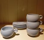 Set van 4 Kop en Schotels lichtgrijs, Nieuw, Ophalen of Verzenden, Overige stijlen, Kop(pen) en/of Schotel(s)