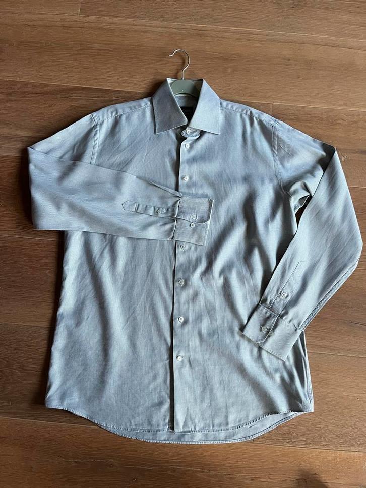 Thomas Henderson overhemd - Maat 41 (klein ruitje), Kleding | Heren, Overhemden, Zo goed als nieuw, Halswijdte 41/42 (L), Grijs