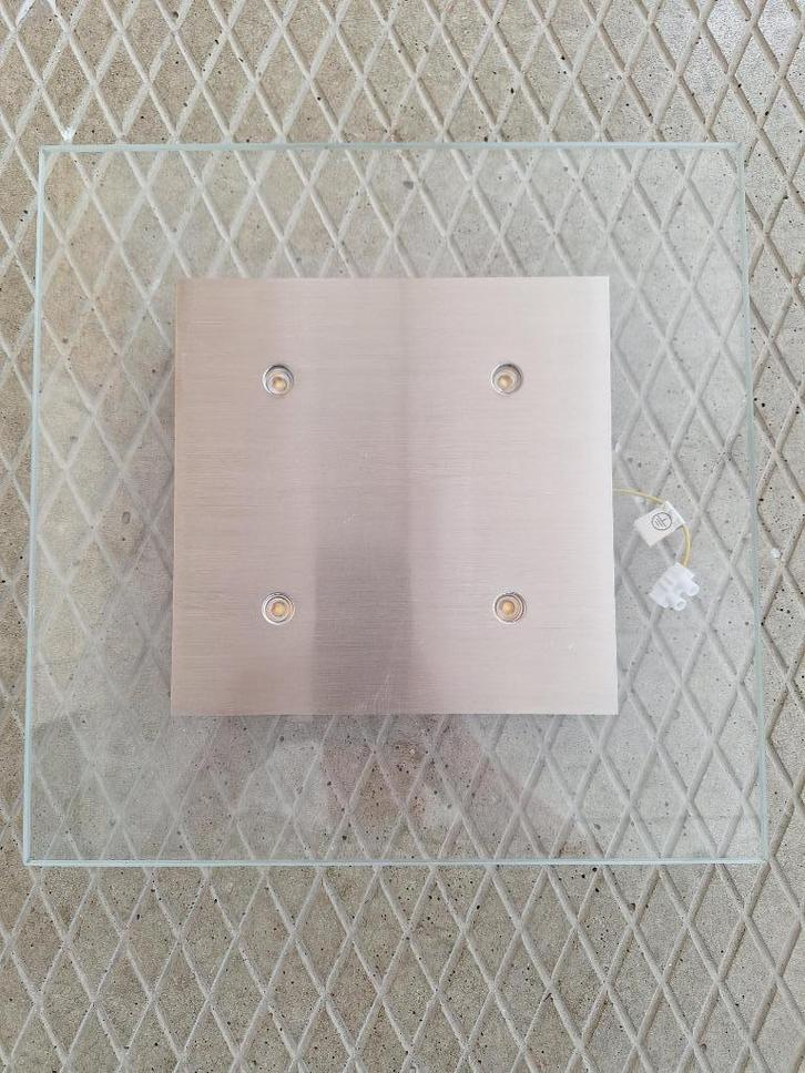 Plafondlamp vierkant 30 cm x 30 cm, Huis en Inrichting, Lampen | Plafondlampen, Gebruikt, Glas, Metaal, Ophalen