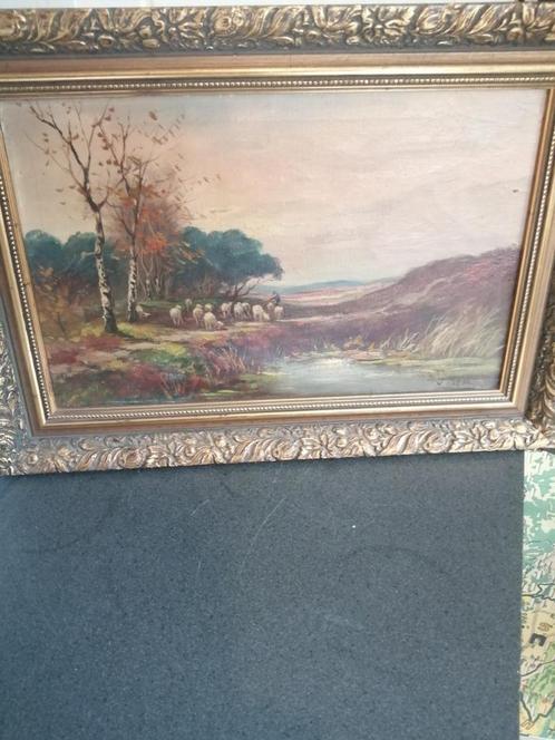 PRACHTIG OUD OLIEVERF OP DOEK GESIGNEERD 54X40 CM TOPSTAAT, Antiek en Kunst, Kunst | Schilderijen | Klassiek, Ophalen of Verzenden