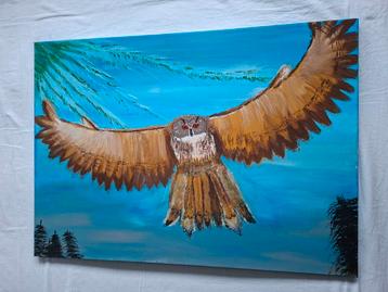 Zelfgemaakt schilderij van een uil beschikbaar voor biedingen