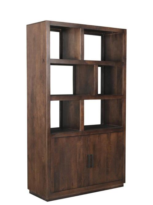 Jaxx Brown vitrinekast mangohout 120x200 cm €899, Huis en Inrichting, Kasten | Boekenkasten, Zo goed als nieuw, Met klep(pen)