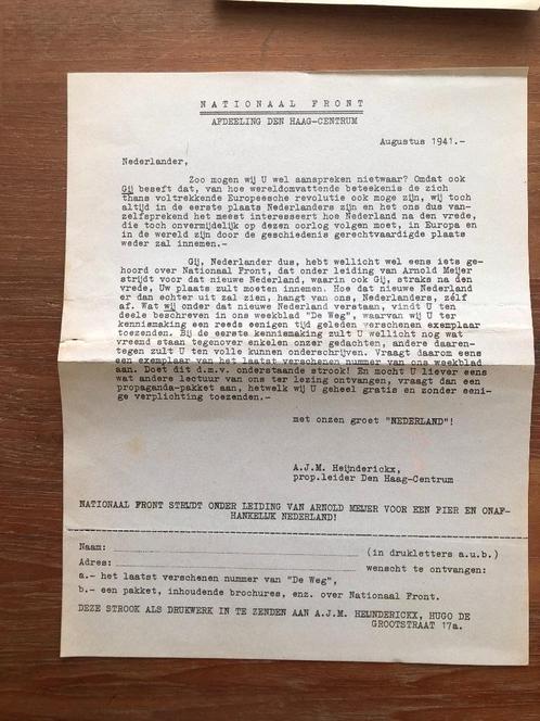 Augustus 1941 Zwart Front  Ledenwerfbrief van den AFDEELING, Verzamelen, Militaria | Tweede Wereldoorlog, Overige soorten, Boek of Tijdschrift