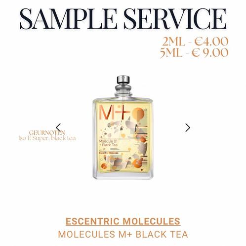 Sample service • Escentric Molecules - M+ Black Tea, Sieraden, Tassen en Uiterlijk, Uiterlijk | Parfum, Zo goed als nieuw, Ophalen of Verzenden