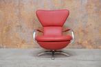 ZGAN rode leren Leolux Formi design draaifauteuil + hocker
